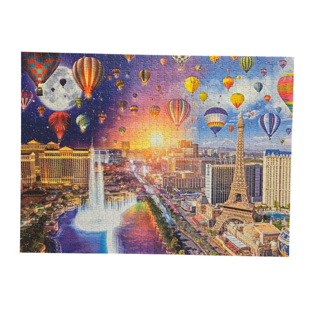 Buffalo Games 1000 Piece Jigsaw Puzzle Night & Day Vegas Balloon Show 11840